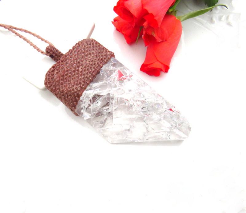 Fire and Ice Quartz necklace, quartz crystal necklace