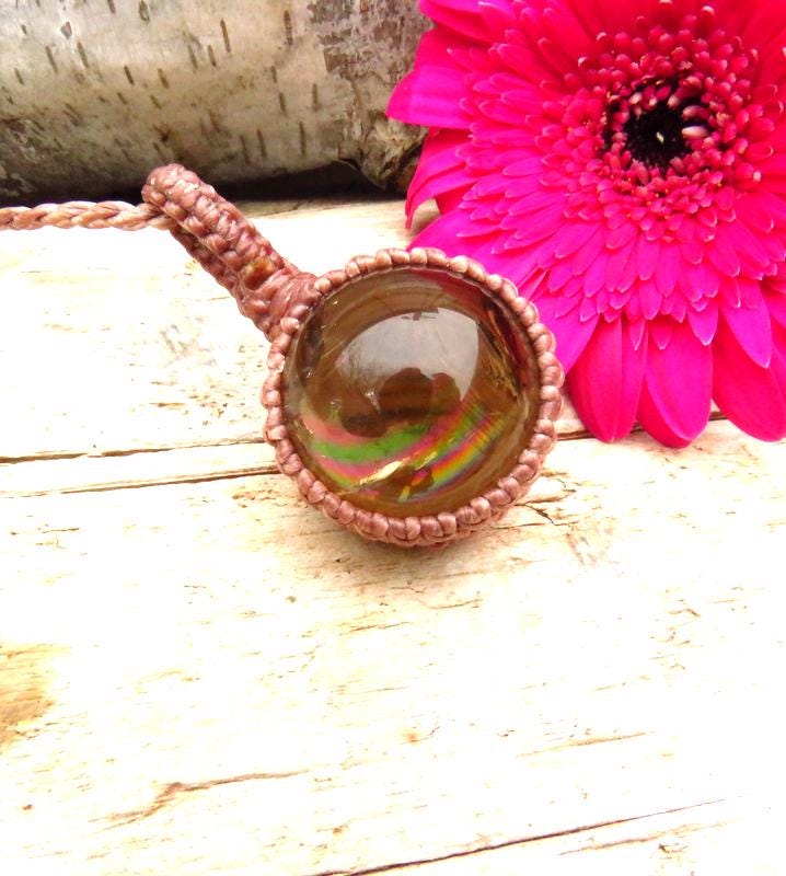 Smokey Quartz crystal necklace, macrame necklace