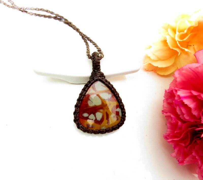 Noreena Jasper macrame necklace, gemstone necklace
