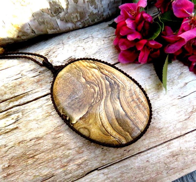 Picture Jasper macrame necklace, biggs jasper
