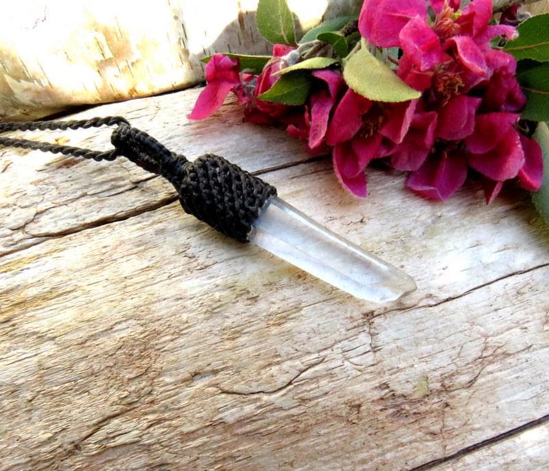 Lemurian Quartz crystal necklace, quartz crystal