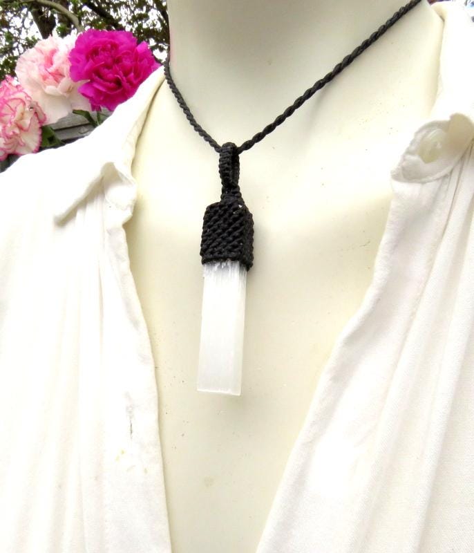 Gifts for her, Magical Selenite crystal necklace
