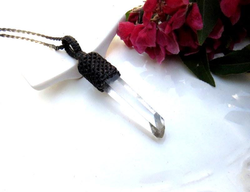 Lemurian Quartz crystal necklace, quartz crystal