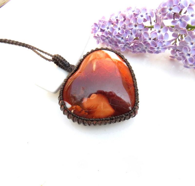 Self gift, Carnelian heart pendant necklace