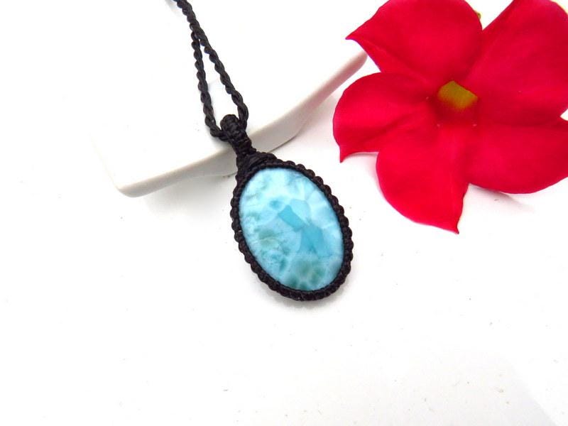 Larimar macrame necklace, gifts for the mom
