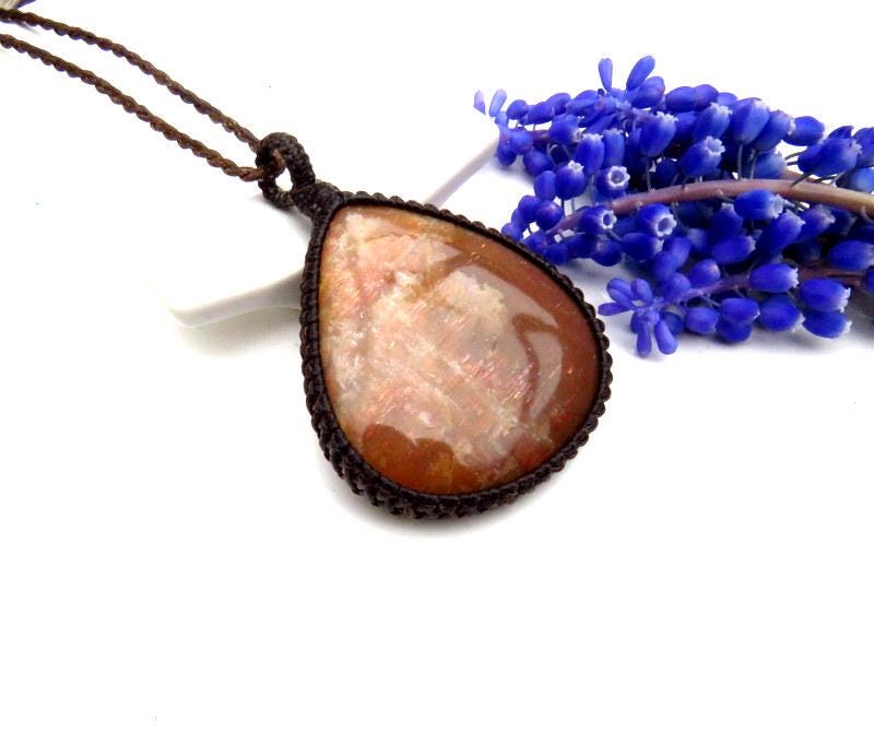 Sunstone macrame necklace, libra birthday gift ideas
