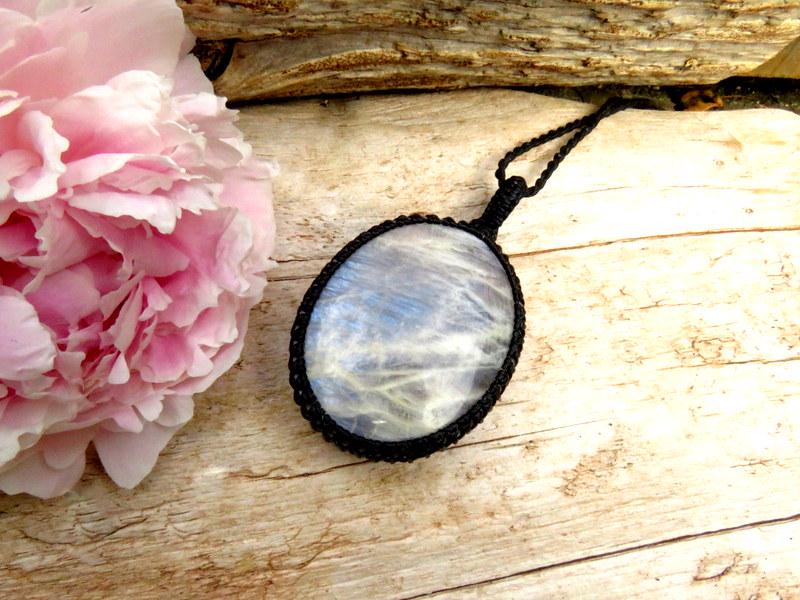 Belomorite macrame necklace, gift ideas for the flower child