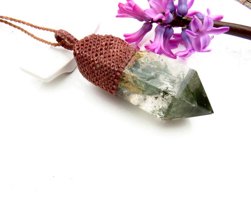 Shamanic Dream Quartz crystal necklace, gemstone necklace