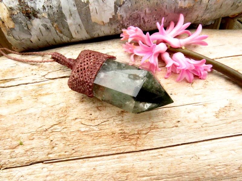 Shamanic Dream Quartz crystal necklace, gemstone necklace