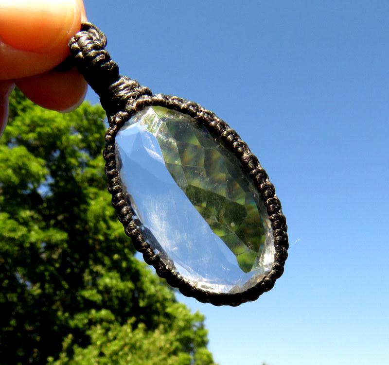 Faceted Quartz Necklace, macrame necklace