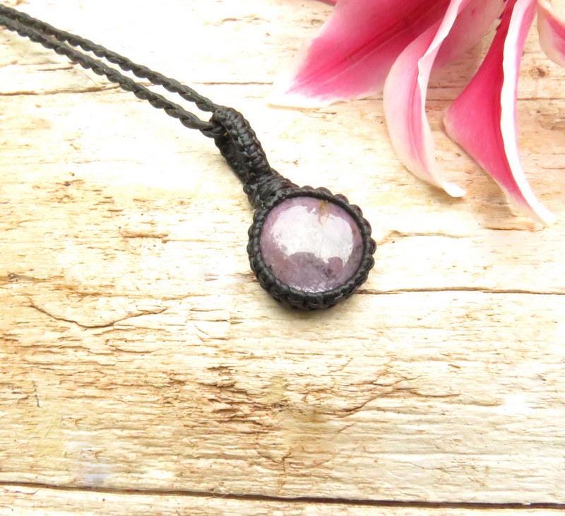 Flashy Ruby macrame necklace, chatoyant Ruby gemstone