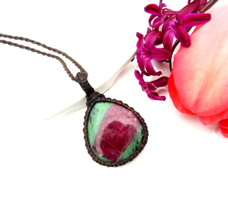 Ruby Zoisite Necklace, grief gifts