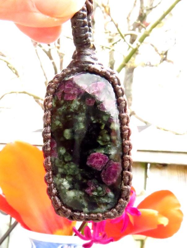 Eudialyte macrame necklace, gemstone necklace