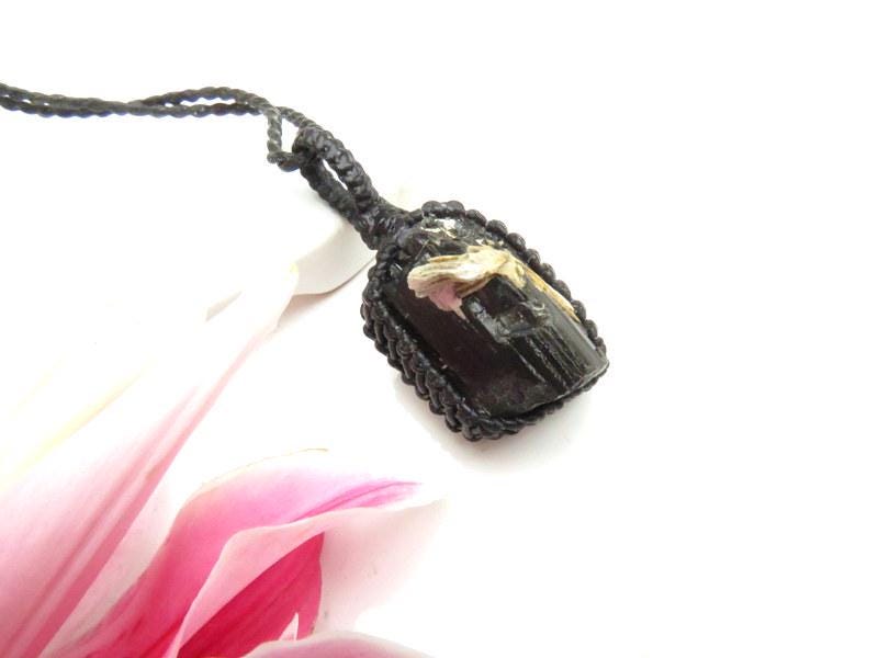 Black Tourmaline Crystal necklace, black tourmaline healing crystal pendant