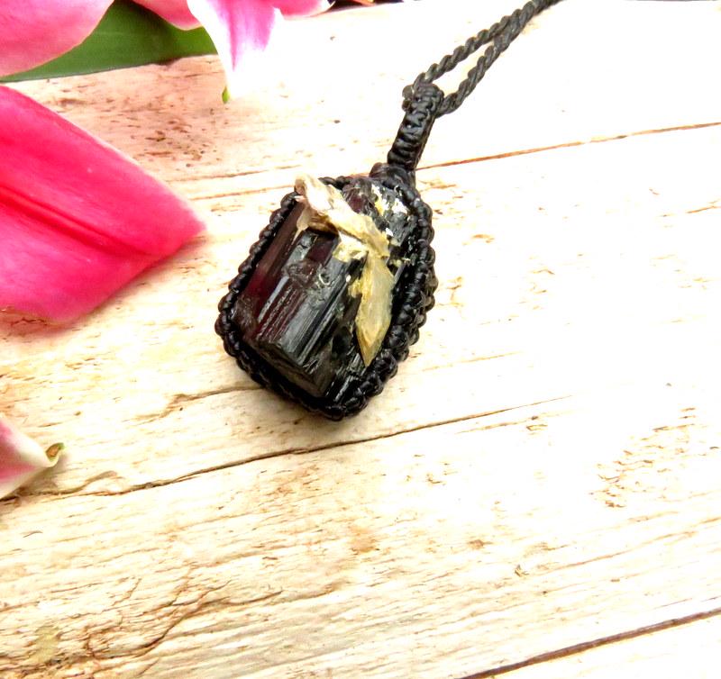 Black Tourmaline Crystal necklace, black tourmaline healing crystal pendant