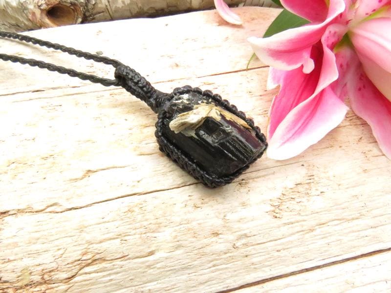 Black Tourmaline Crystal necklace, black tourmaline healing crystal pendant