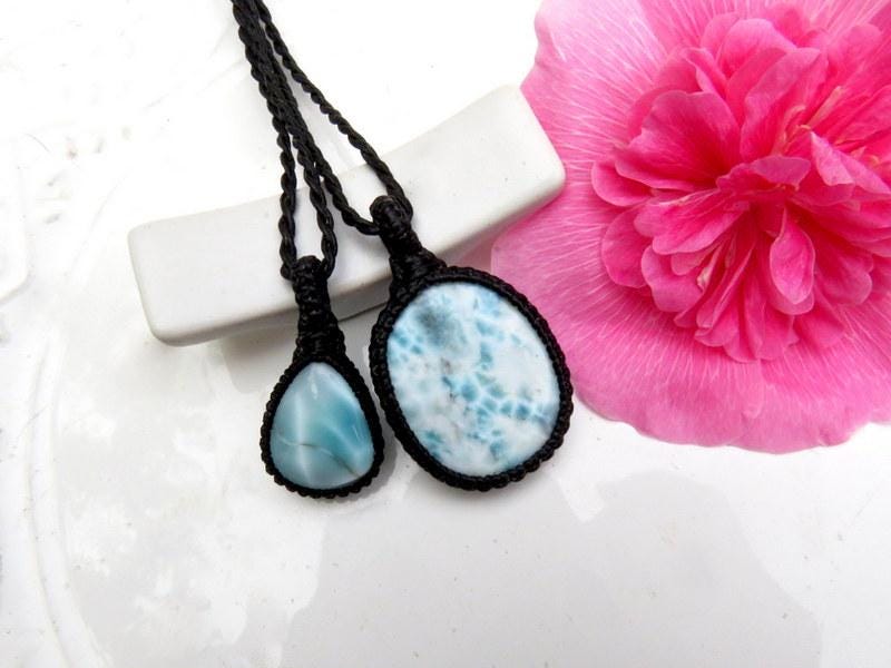Larimar stacking necklace set, layered necklace
