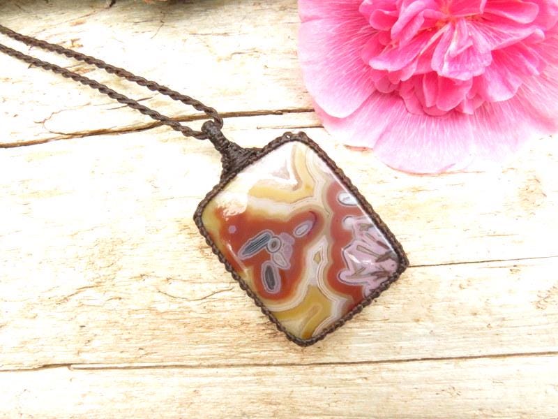 Christmas gift ideas, Turkish Psuedomorpth Agate pendant necklace