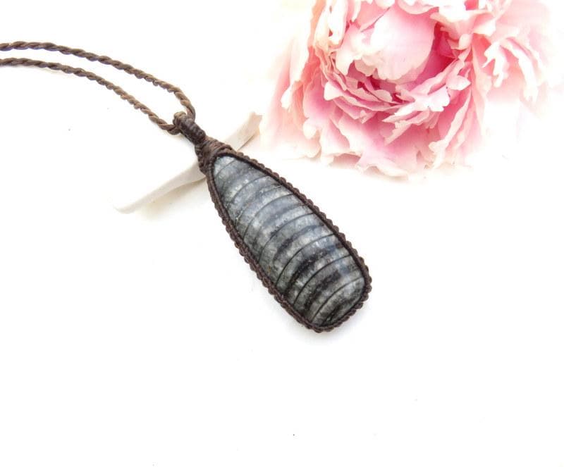 RESERVED FOR MARESA, Orthoceras fossil gemstone necklace
