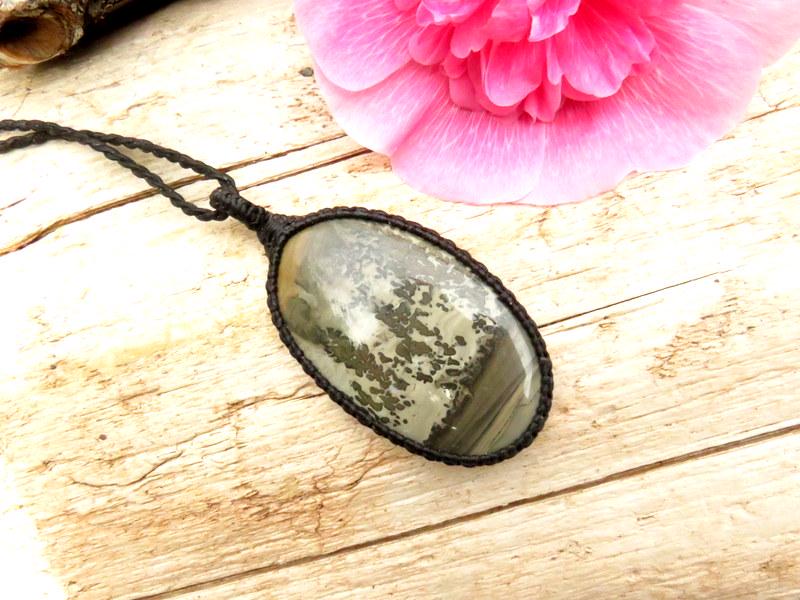 Cotham Marble macrame necklace, gemstone necklace