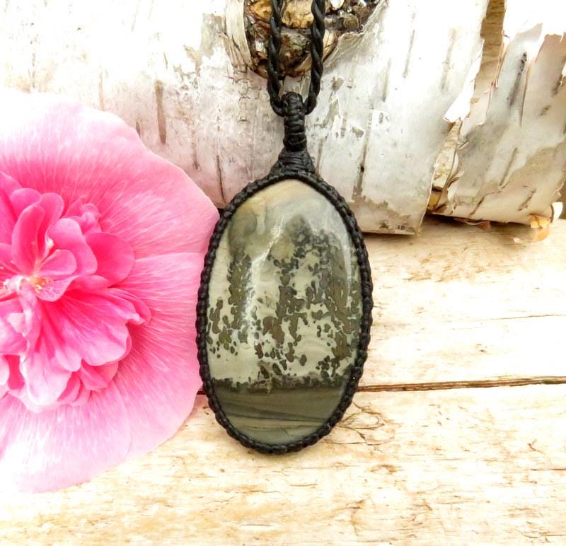 Cotham Marble macrame necklace, gemstone necklace