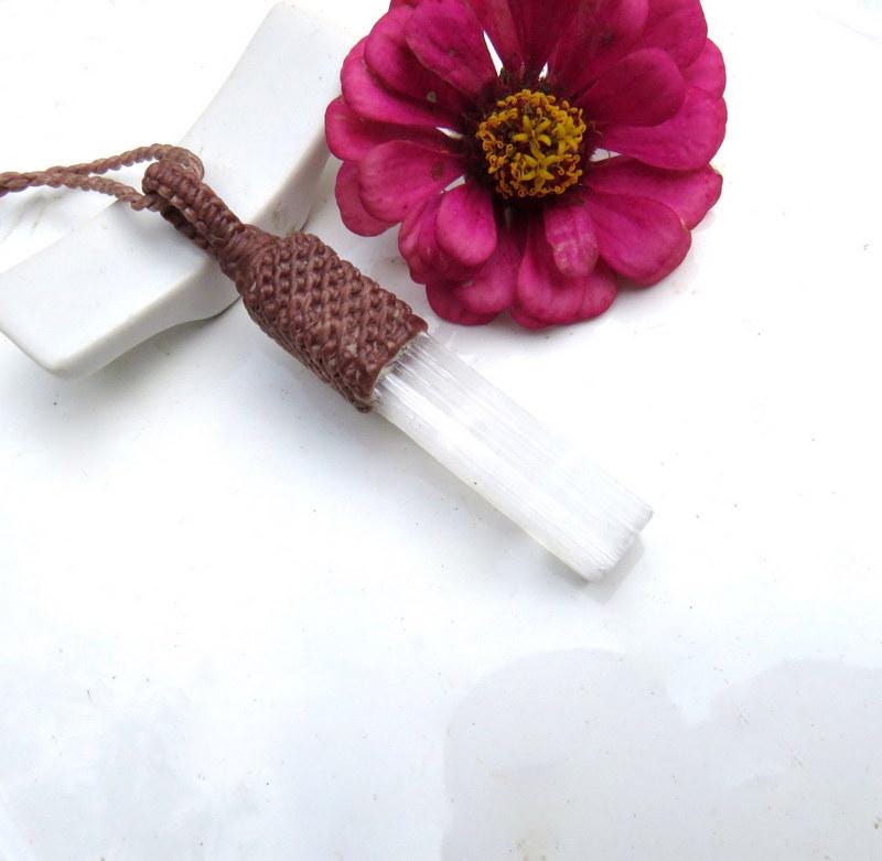 Selenite crystal healing necklace, mothers day gift
