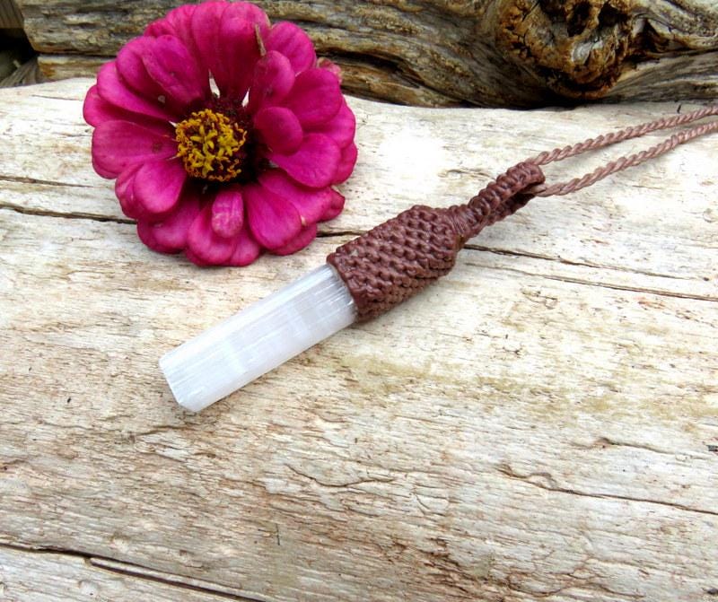 Selenite crystal healing necklace, mothers day gift