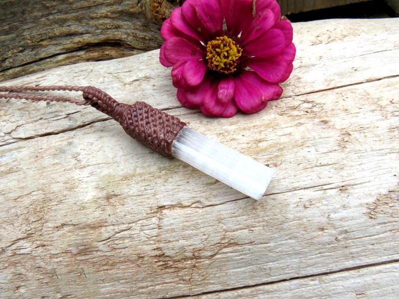 Selenite crystal healing necklace, mothers day gift