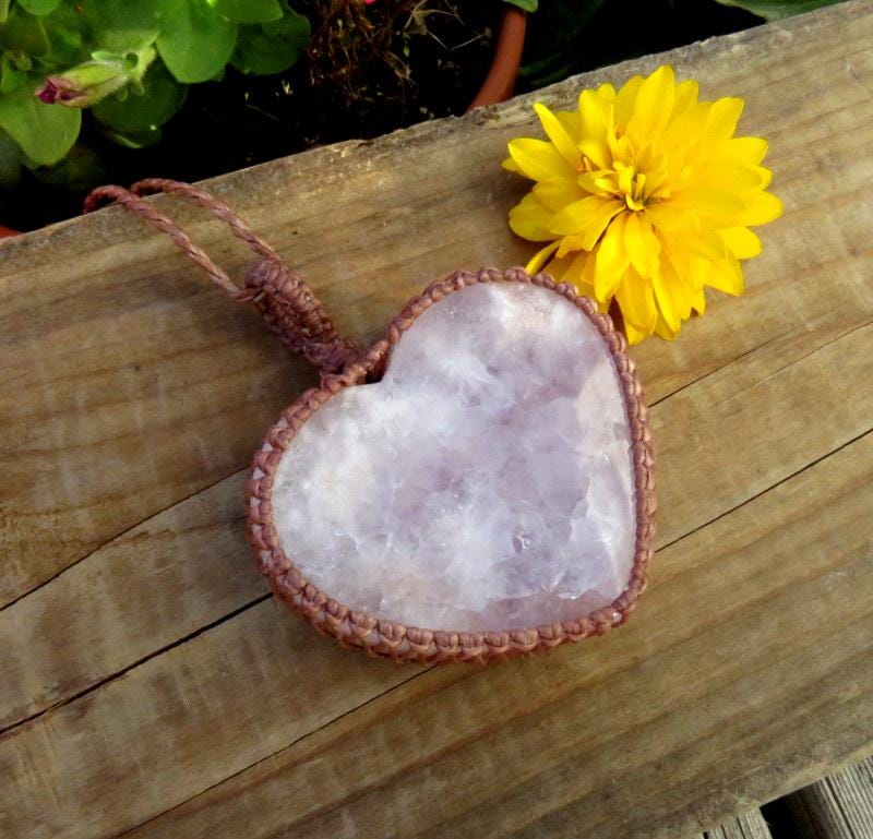 Amethyst Agate crystal necklace, heart pendant
