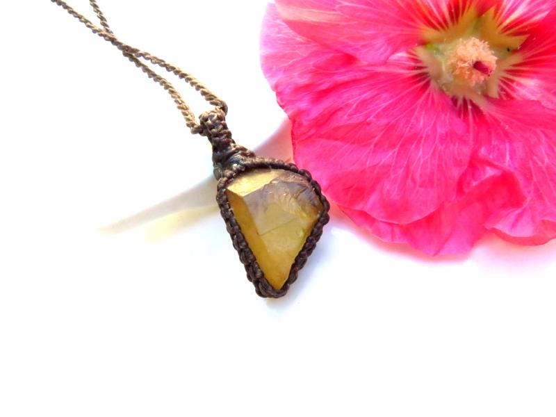 Natural Zambian Citrine crystal necklace, november birthstone