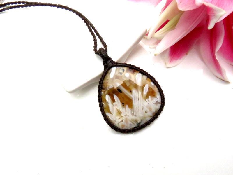 Rare Turkish Agate macrame necklace, christmas gift ideas