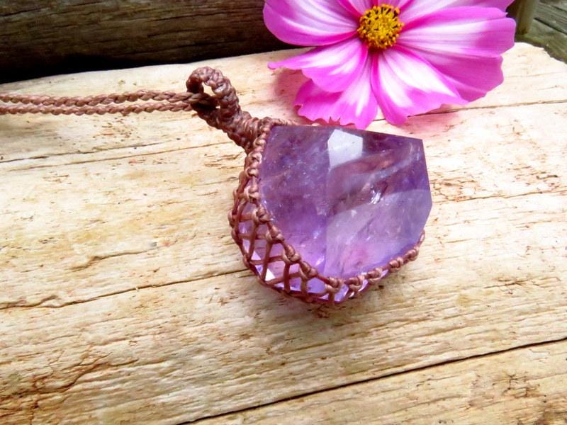 Freeform Amethyst crystal necklace, February Birthstone