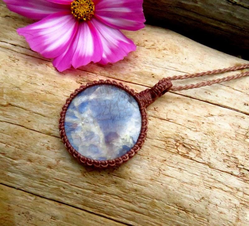 RESERVED FOR MARESA, Rare Sunstone Moonstone macrame necklace