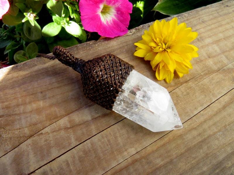 Fire and Ice Quartz crystal necklace, quartz crystal necklace