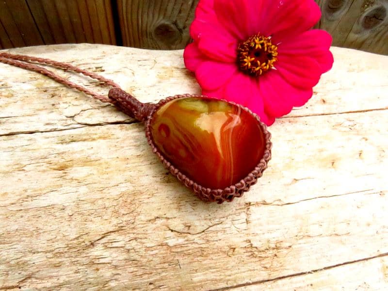 Sardonyx macrame necklace, macrame jewelry