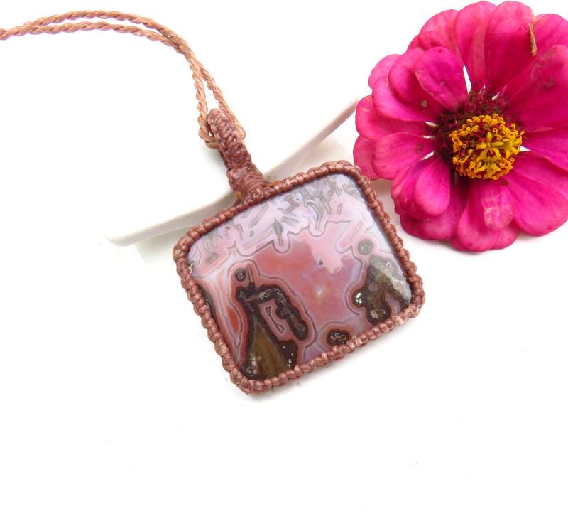 Chistmas gift ideas, Turkish Agate Macrame Necklace