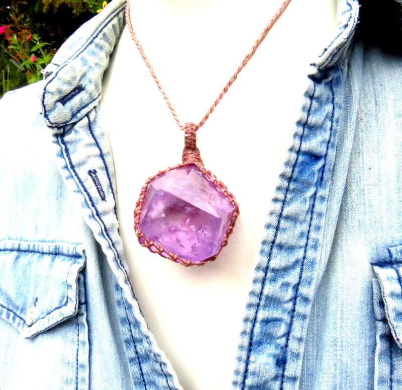 Freeform Amethyst crystal necklace, February Birthstone