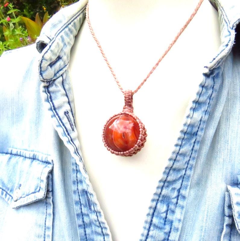 Mom gift ideas, Carnelian sphere gemstone necklace