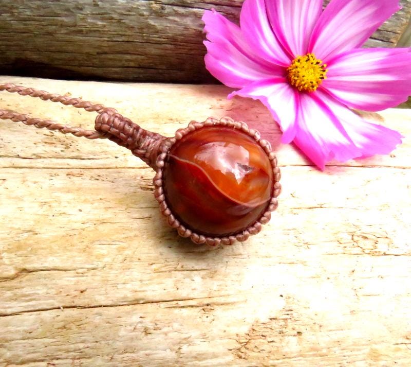 Mom gift ideas, Carnelian sphere gemstone necklace