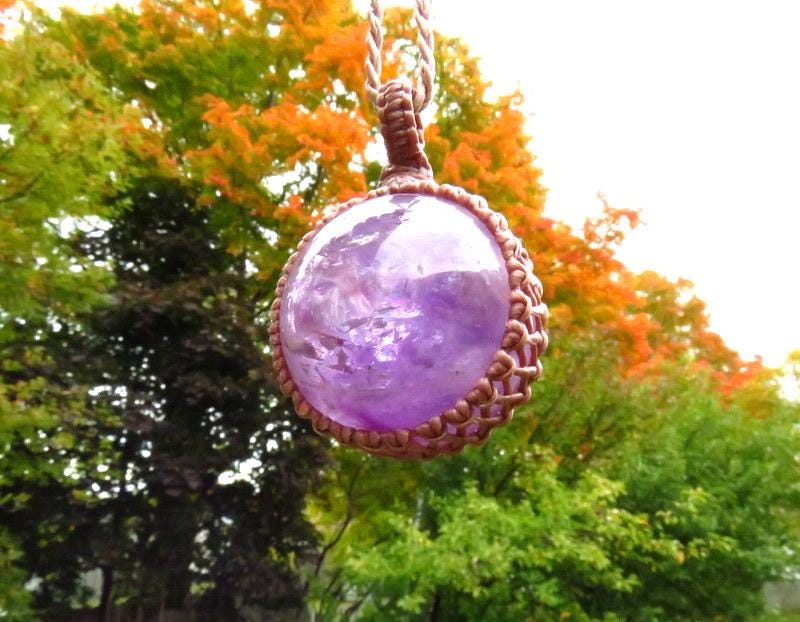 Amethyst sphere crystal necklace, February Birthstone