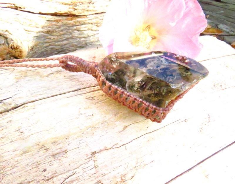 Shamanic Dream Quartz crystal necklace, lodolite jewelry, gift ideas for the crystal lover, christmas gift
