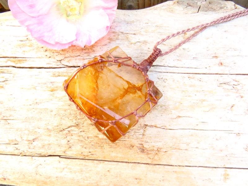 Golden Healer Quartz Necklace, healing crystal necklace gift