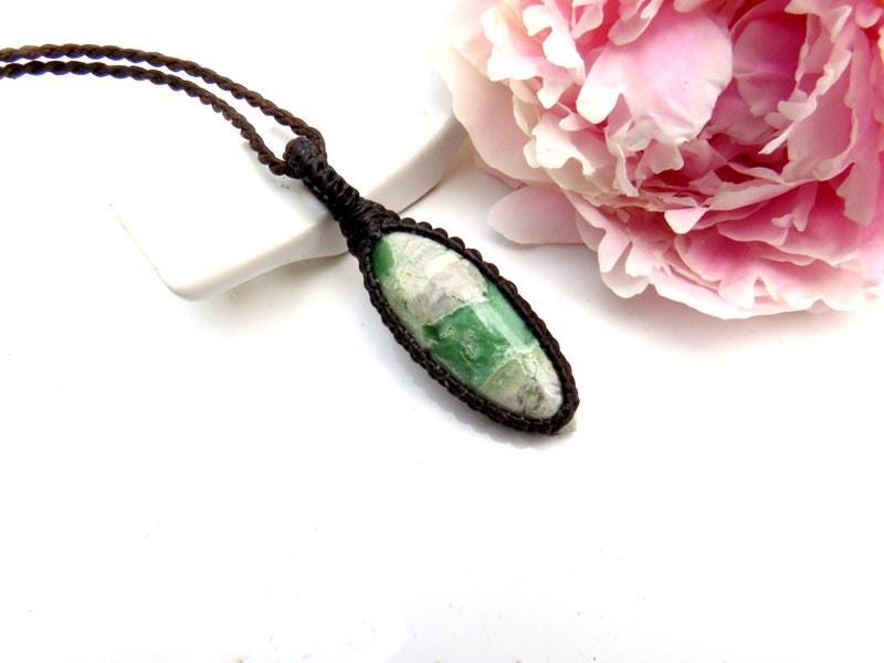 Variscite macrame necklace, christmas gift ideas for her, for him, rock collector