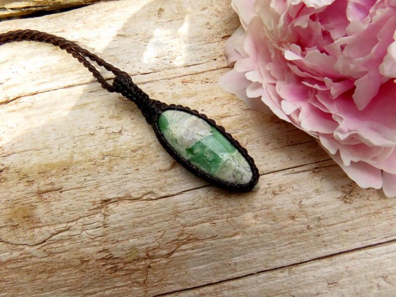 Variscite macrame necklace, christmas gift ideas for her, for him, rock collector