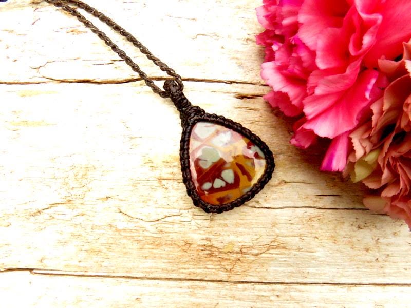 Noreena Jasper macrame necklace, gemstone necklace