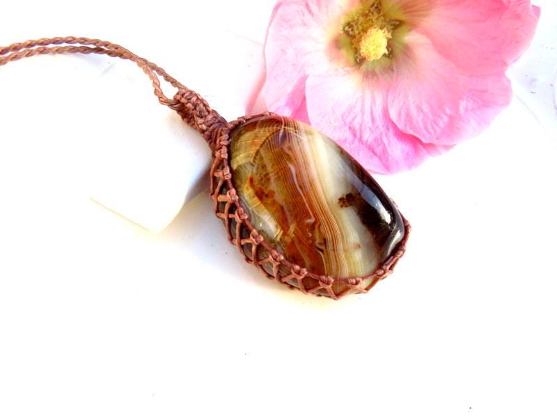 Sardonyx Macrame Necklace, gemstone jewelry