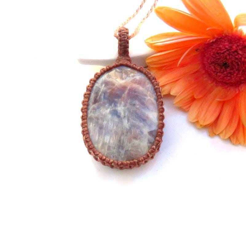 Sunstone Moonstone macrame necklace, libra birthday gift ideas