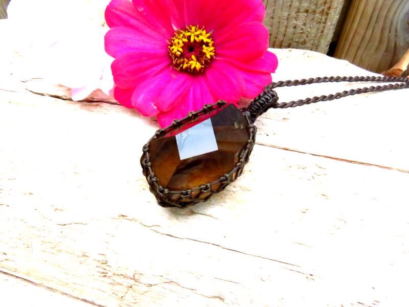 Faceted Smokey Quartz Necklace, Crystal necklace
