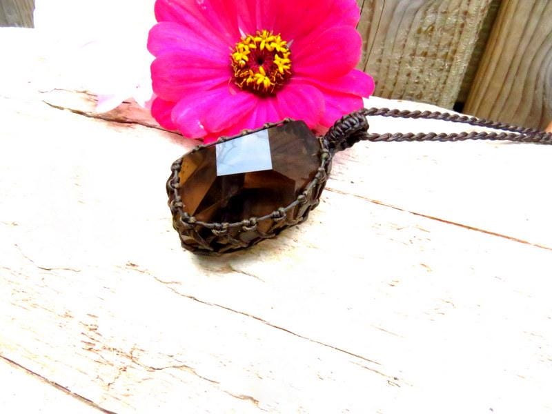 Faceted Smokey Quartz Necklace, Crystal necklace