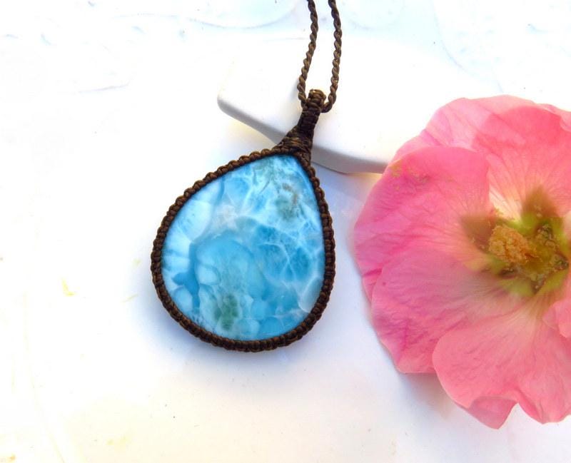 Larimar gemstone necklace, wife gift ideas